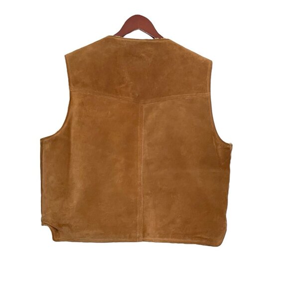 VTG Sears The Leather Shop Sherpa Lined Snap Vest 70s Western Cowboy Size XL - Picture 3 of 11